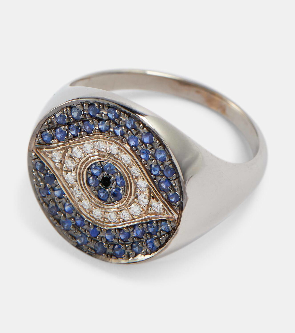 Ileana Makri Dawn Chevalier 18kt gold ring with diamonds and sapphires
