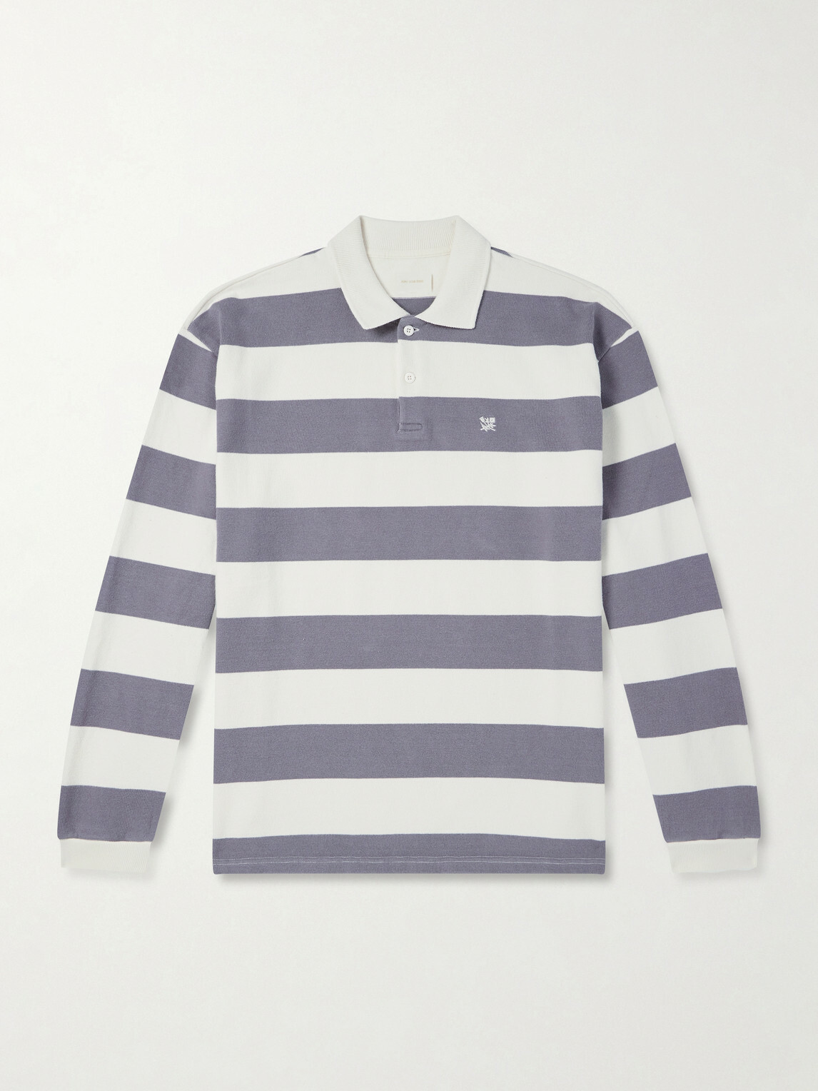 Aimé Leon Dore - Striped Cotton-Jersey Polo Sweater - Gray