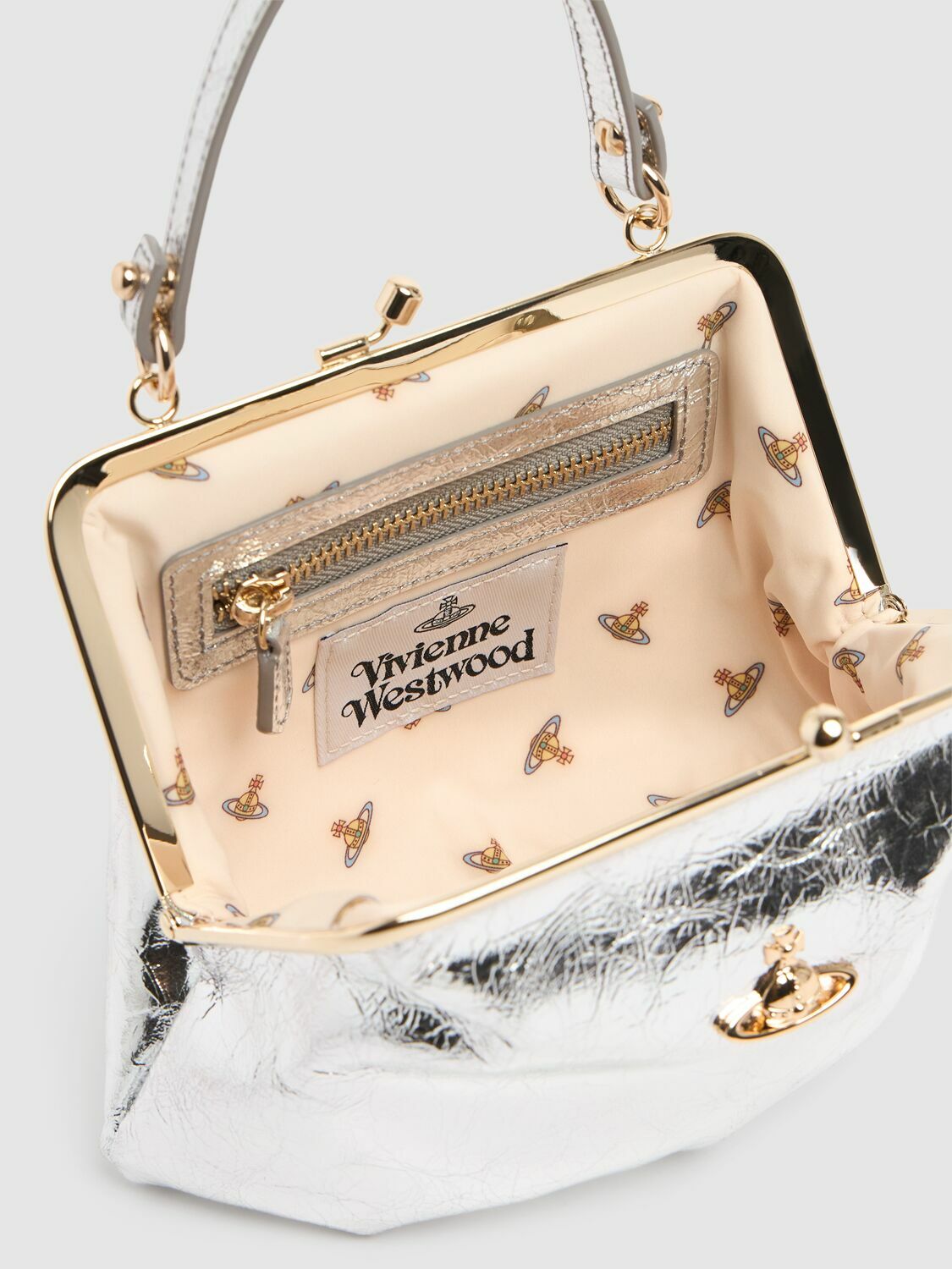 VIVIENNE WESTWOOD Granny Frame Metallic Crinkled Purse Vivienne