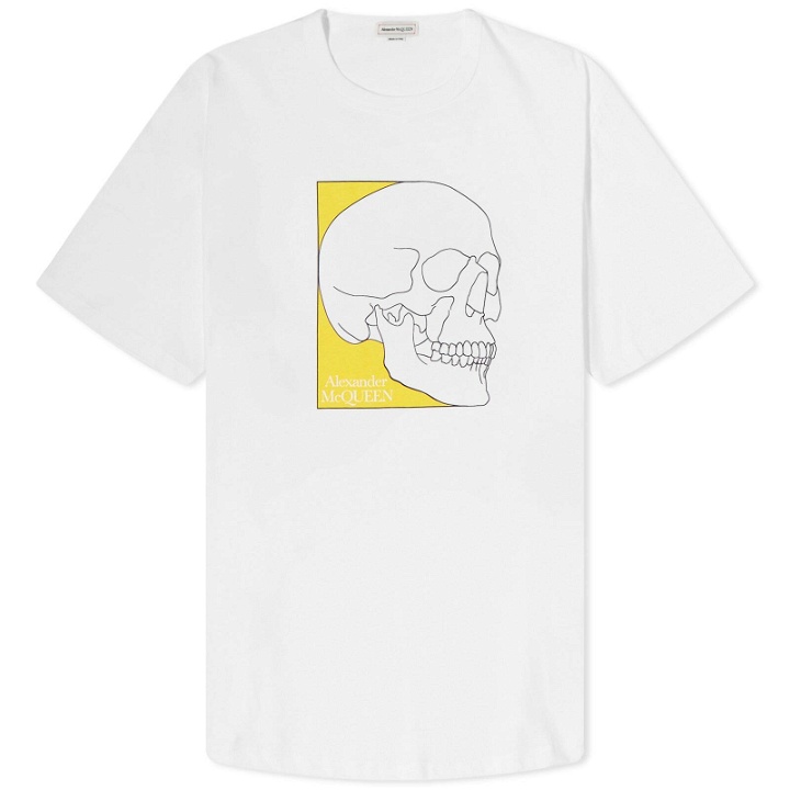 Photo: Alexander McQueen Men's Outline Skull Print T-Shirt in White/Yellow
