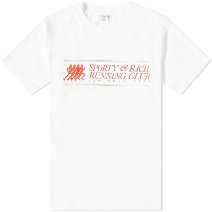 Photo: Sporty & Rich 94 Running Club T-Shirt in White/Cherry