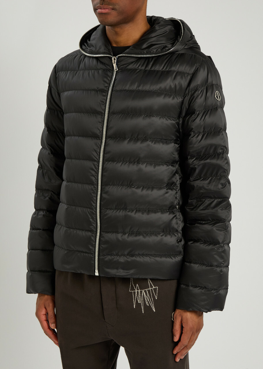 Rick Owens X Moncler Ziplock Hooded Padded Shell Jacket Black