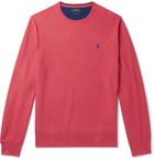 POLO RALPH LAUREN - Logo-Embroidered Honeycomb-Knit Cotton Sweater - Red