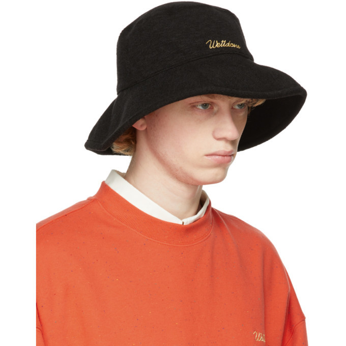 We11done Black Big Brim Bucket Hat We11done