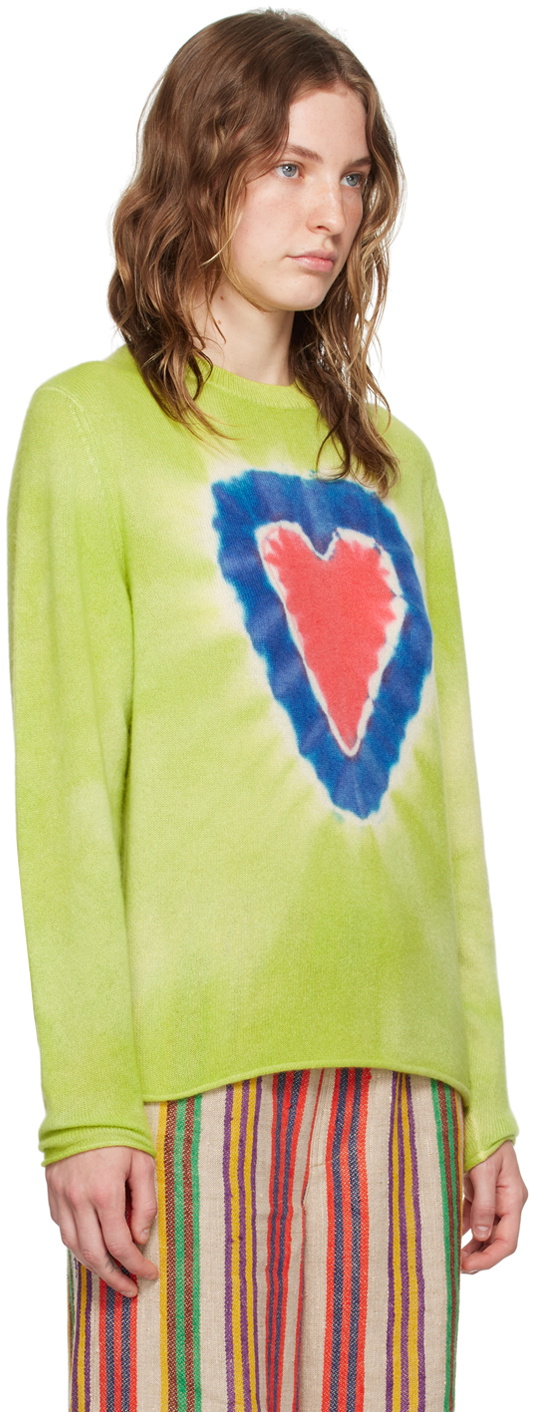 The Elder Statesman Green Heart Dye Sweater