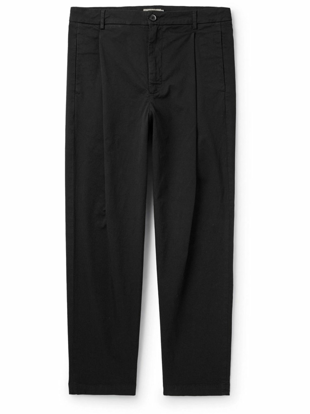 Photo: Barena - Straight-Leg Pleated Garment-Dyed Stretch-Cotton Gabardine Trousers - Black
