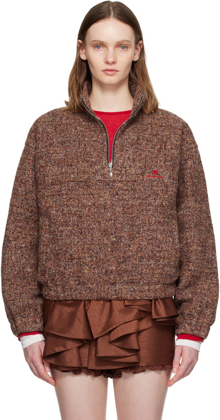 Photo: SHUSHU/TONG Brown Stand Neck Pullover Sweater
