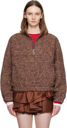 SHUSHU/TONG Brown Stand Neck Pullover Sweater