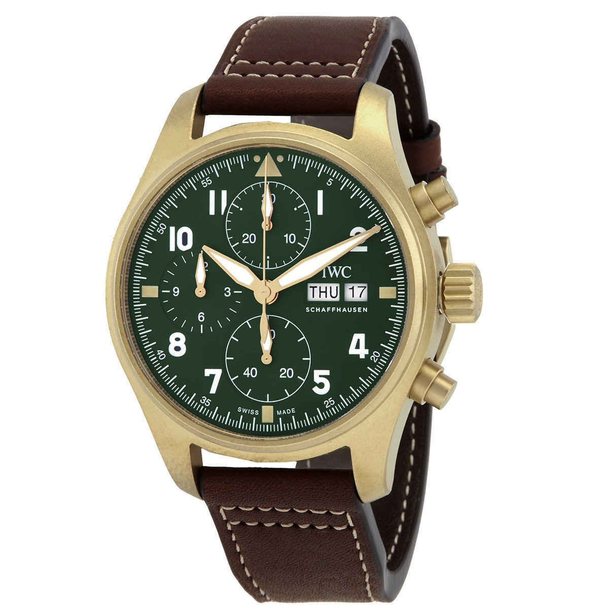IWC Pilot Spitfire Chronograph Automatic Green Dial Mens Watch IW387902