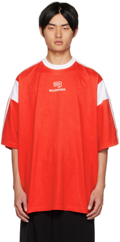 Photo: Balenciaga Red Oversized Sporty T-Shirt