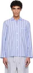 Tekla Blue Poplin Long-Sleeved Pyjama Shirt
