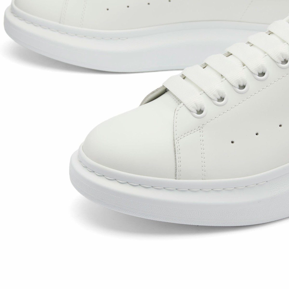 Alexander McQueen Men's Gloss Heel Tab Wedge Sole Sneakers in White/Oyster