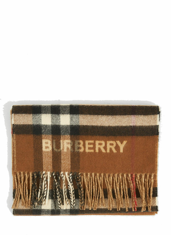 Photo: Giant Check Lateral Split Scarf in Brown