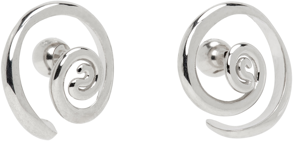 Panconesi Silver Vortice Huggie Earrings