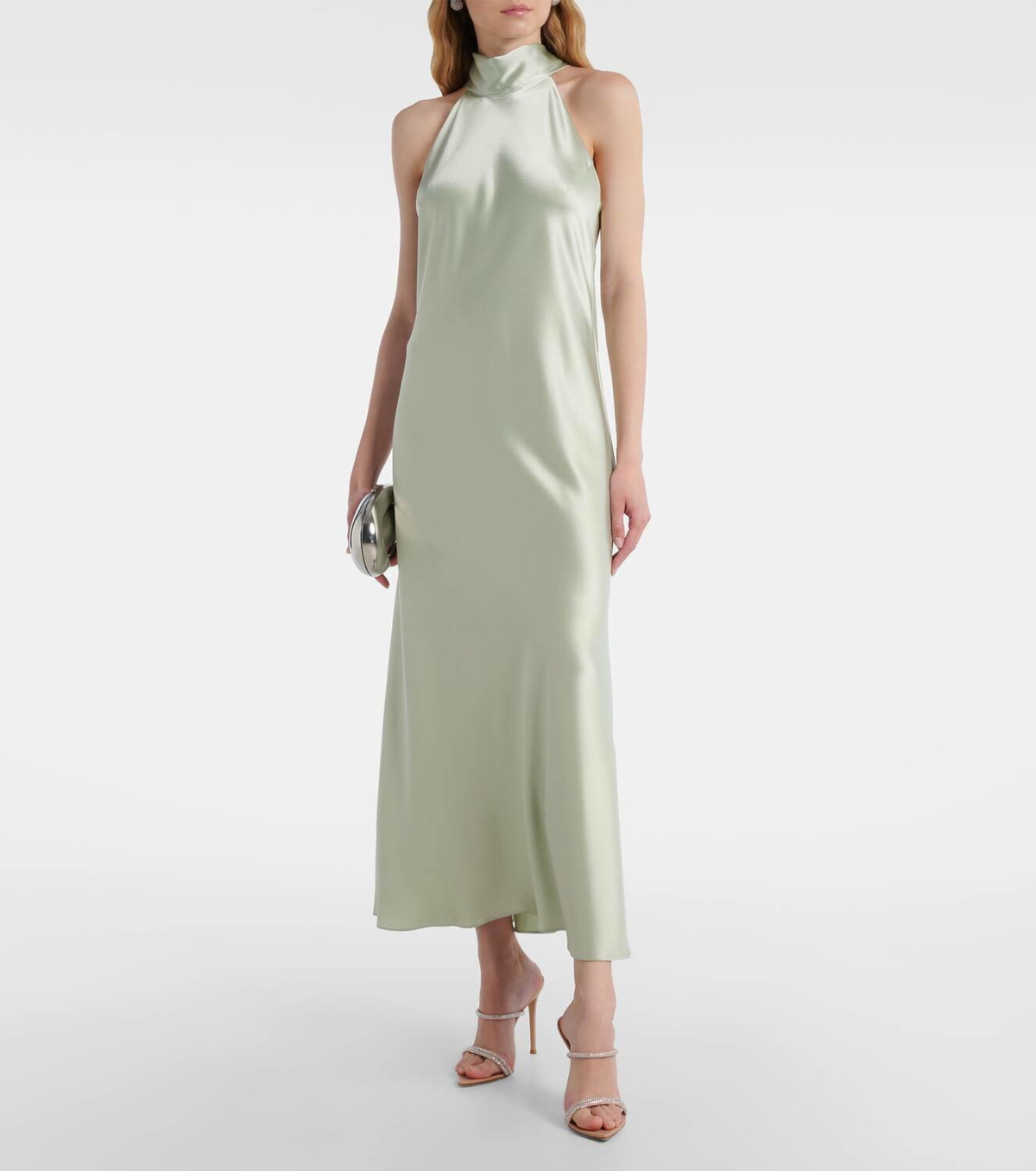 Galvan Sienna scarf-detail satin maxi dress