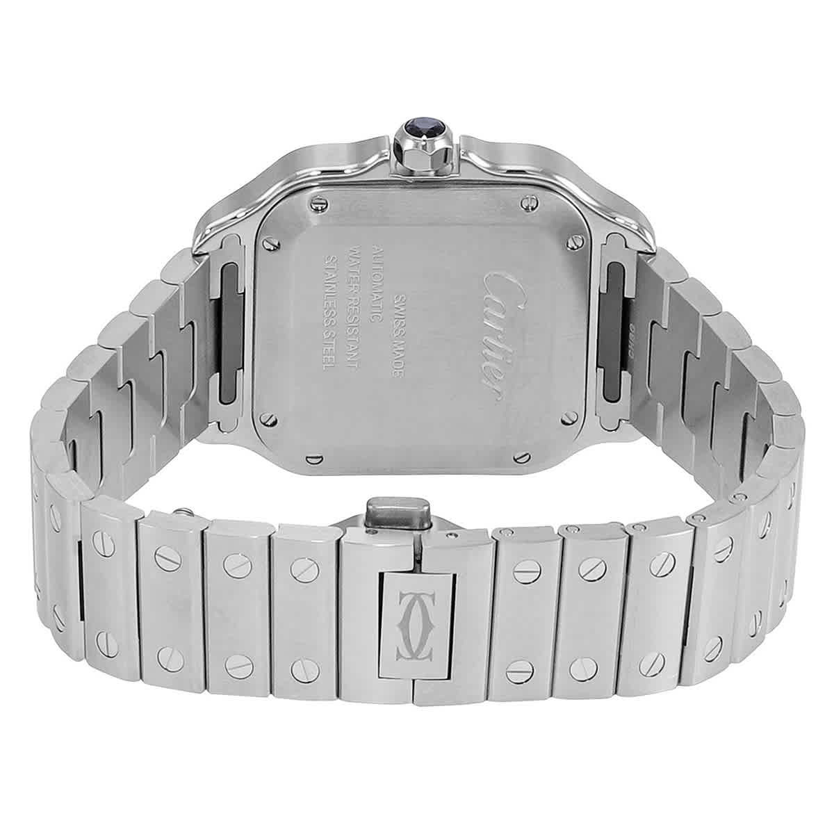 Cartier Santos Medium Model Automatic Diamond Blue Dial Ladies Watch W4SA0006