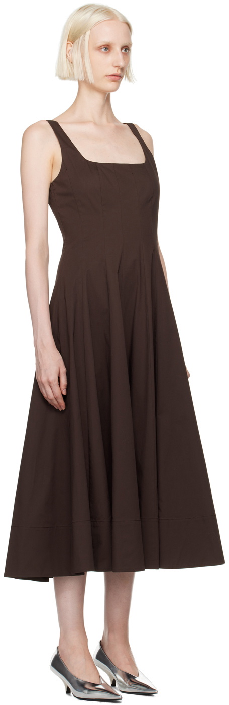 Staud Brown Wells Midi Dress Staud