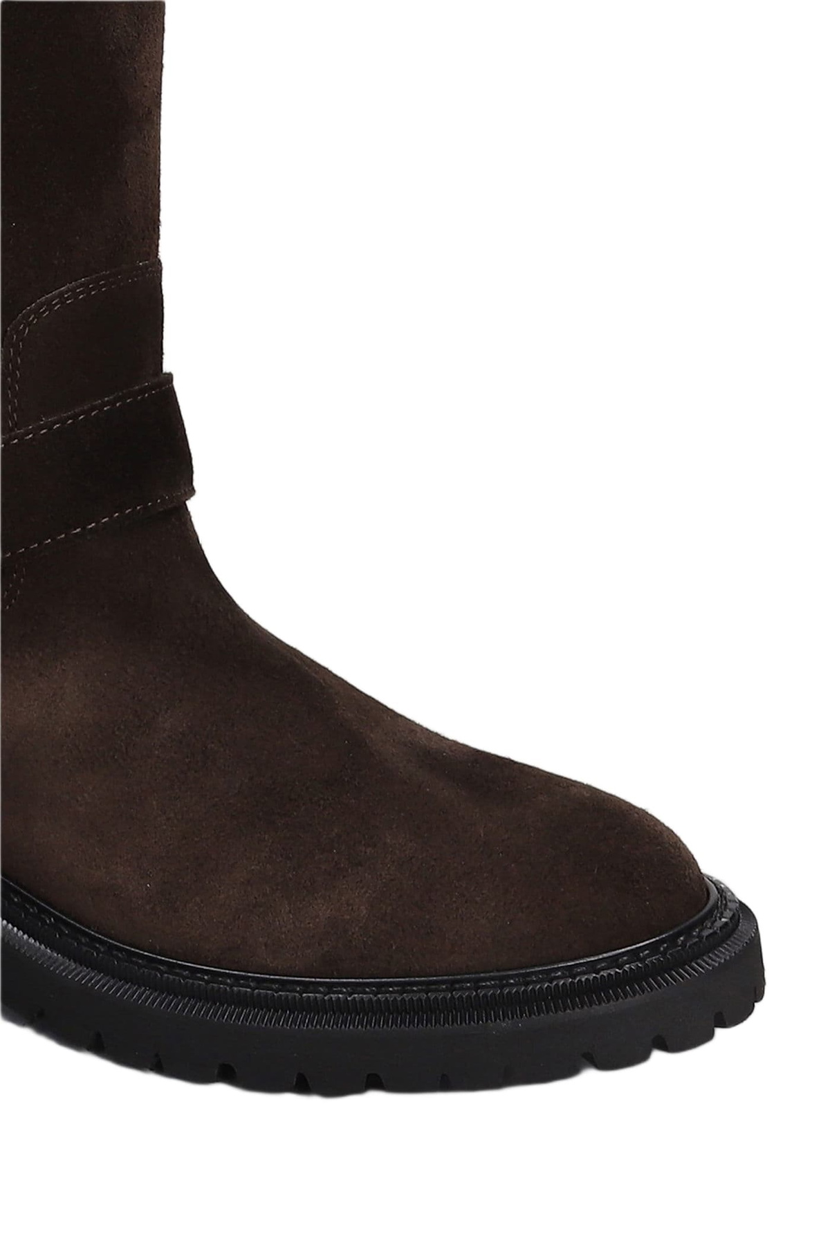 Via Roma 15 Low Heels Boots In Dark Brown Suede