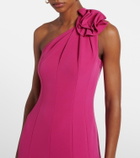 Roland Mouret Floral-appliqué one-shoulder cocktail dress