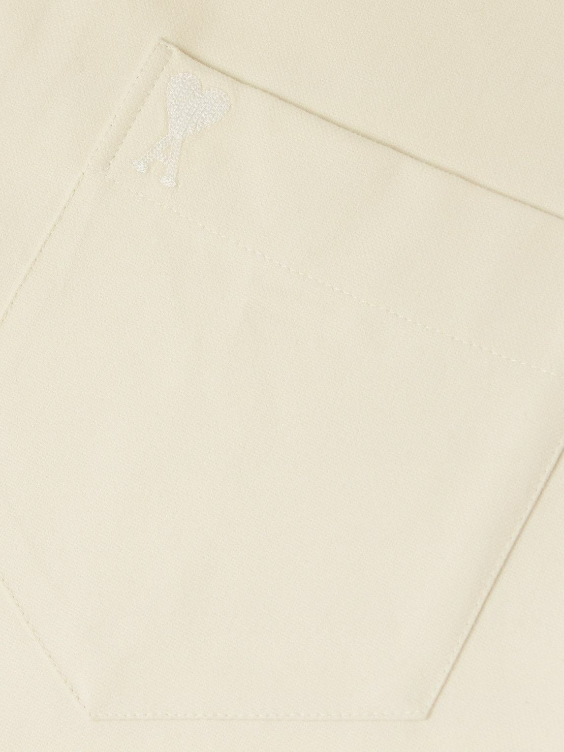 AMI PARIS - Logo-Embroidered Cotton-Piqué Shirt - Neutrals AMI