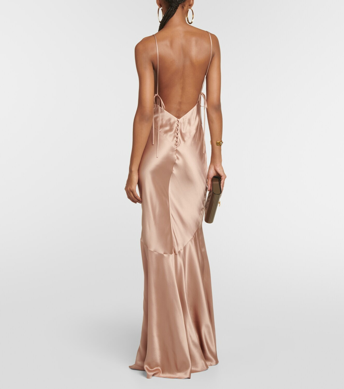 SAINT LAURENT Strapless silk-satin gown