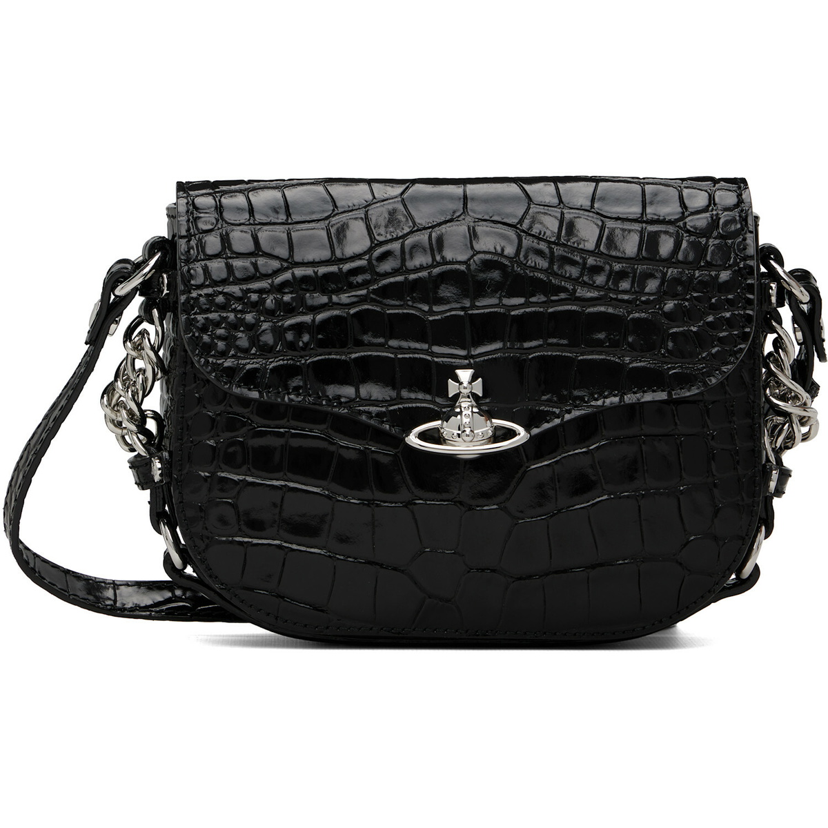 Vivienne Westwood Black Hunter Flap Crossbody Bag
