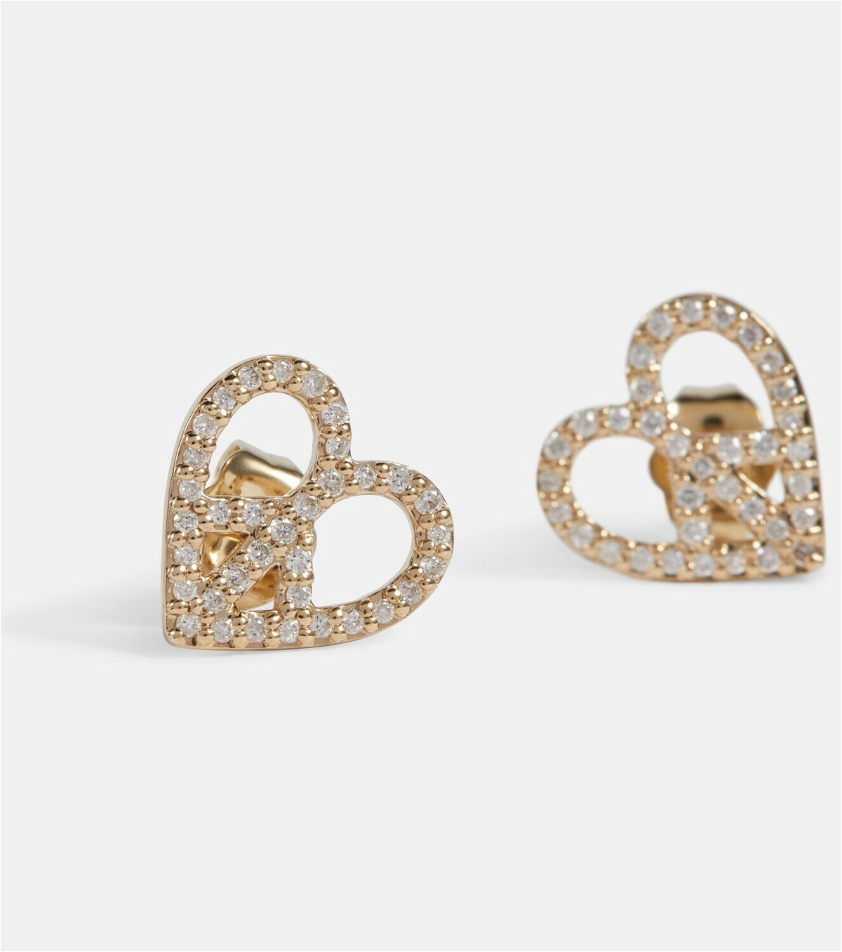 Sydney Evan Peace Heart 14kt gold earrings with diamonds
