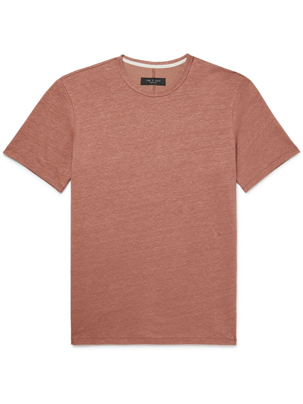 Photo: RAG & BONE - Linen and Cotton-Blend Jersey T-Shirt - Pink - L