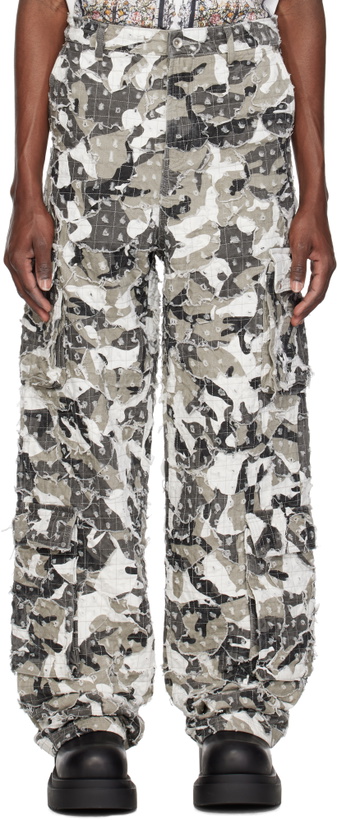 Photo: Who Decides War Gray Micro Distressed Cargo Pants
