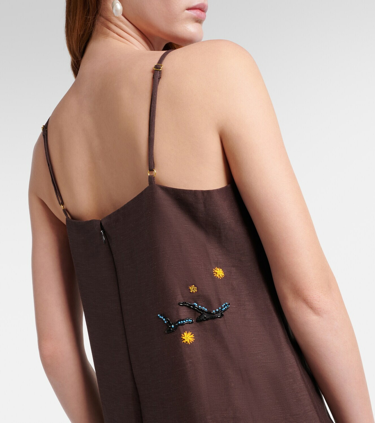 Alémais Embellished printed linen-blend maxi dress