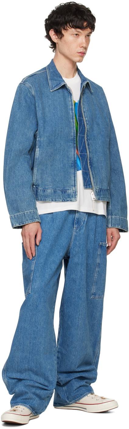 SUNNEI Blue Faded Denim Bomber Jacket