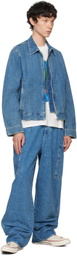 SUNNEI Blue Faded Denim Bomber Jacket