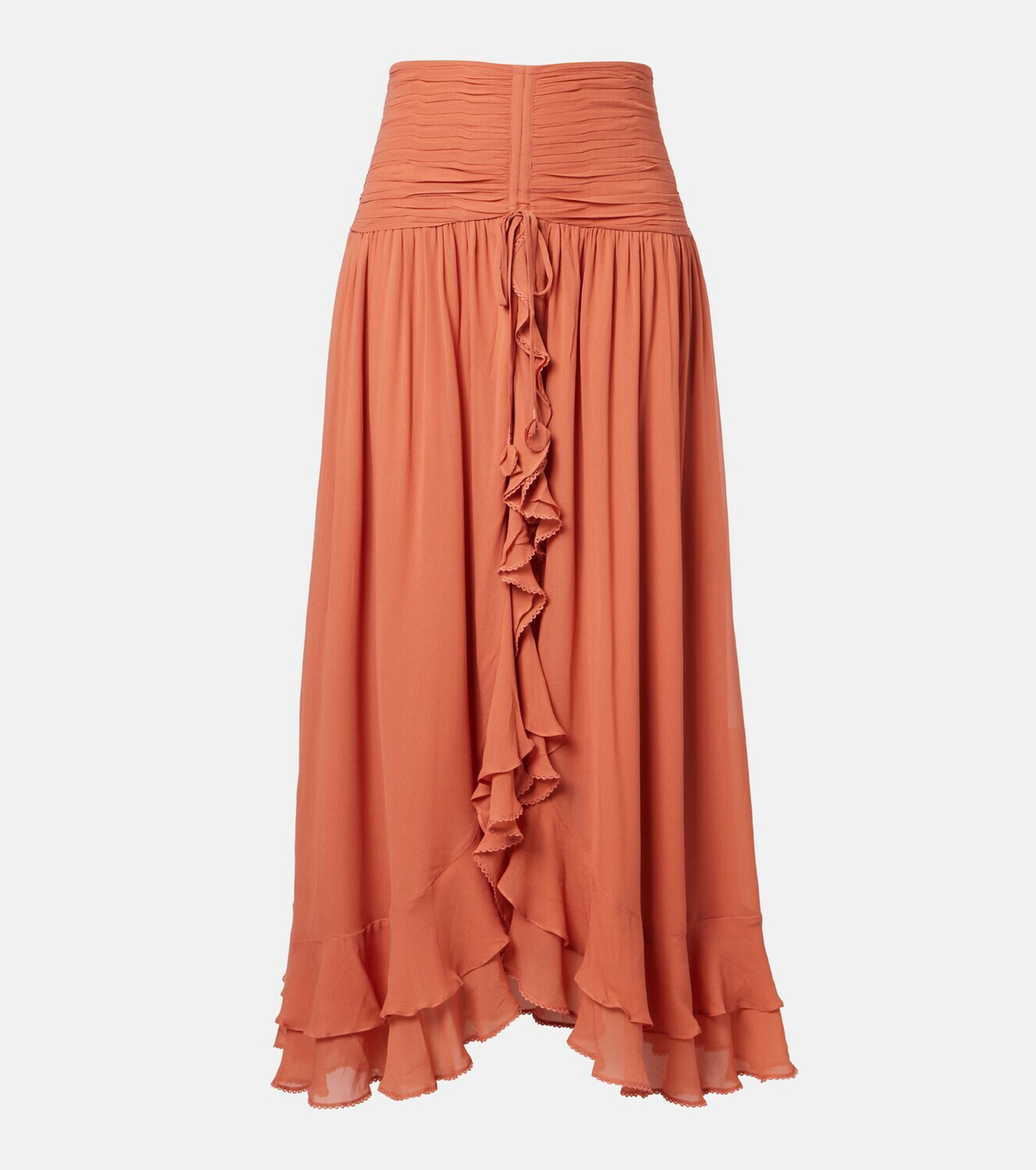 Poupette St Barth Neree ruched ruffled maxi skirt