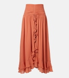 Poupette St Barth Neree ruched ruffled maxi skirt