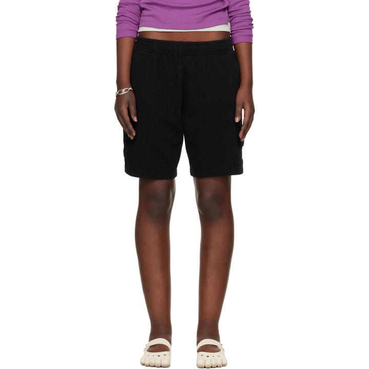 Photo: Stone Island Black 6200014 Malfilé Fleece Old Effect Shorts