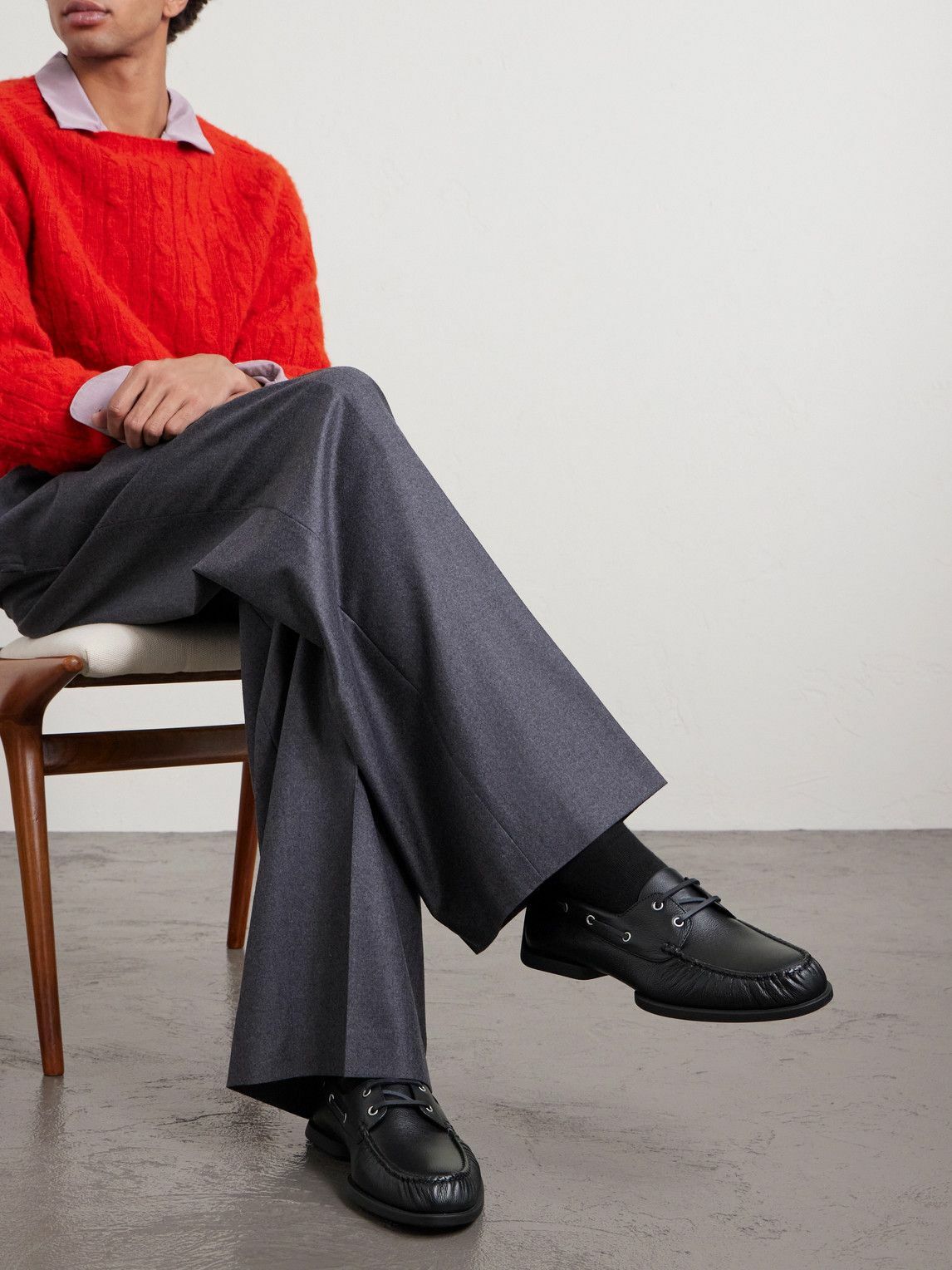 Jil Sander - Leather Boat Shoes - Black