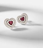 Kamyen Heart 18kt white gold earrings with diamonds and rubies