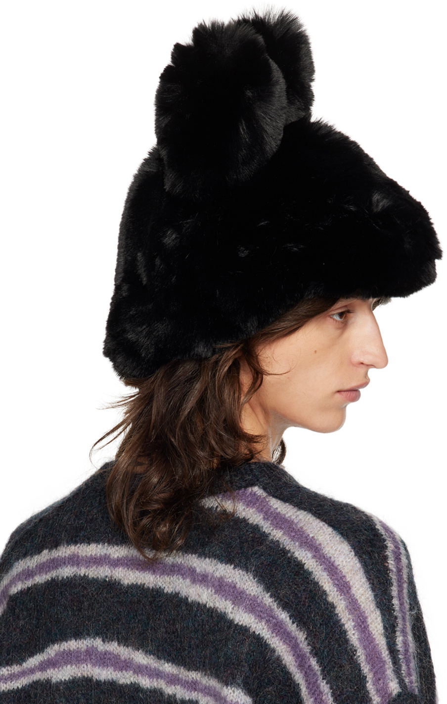 【Acne Studios】 Fluffy Bow フェイクファー ハット Acne Studios Black Fluffy Bow Hat Acne Studios