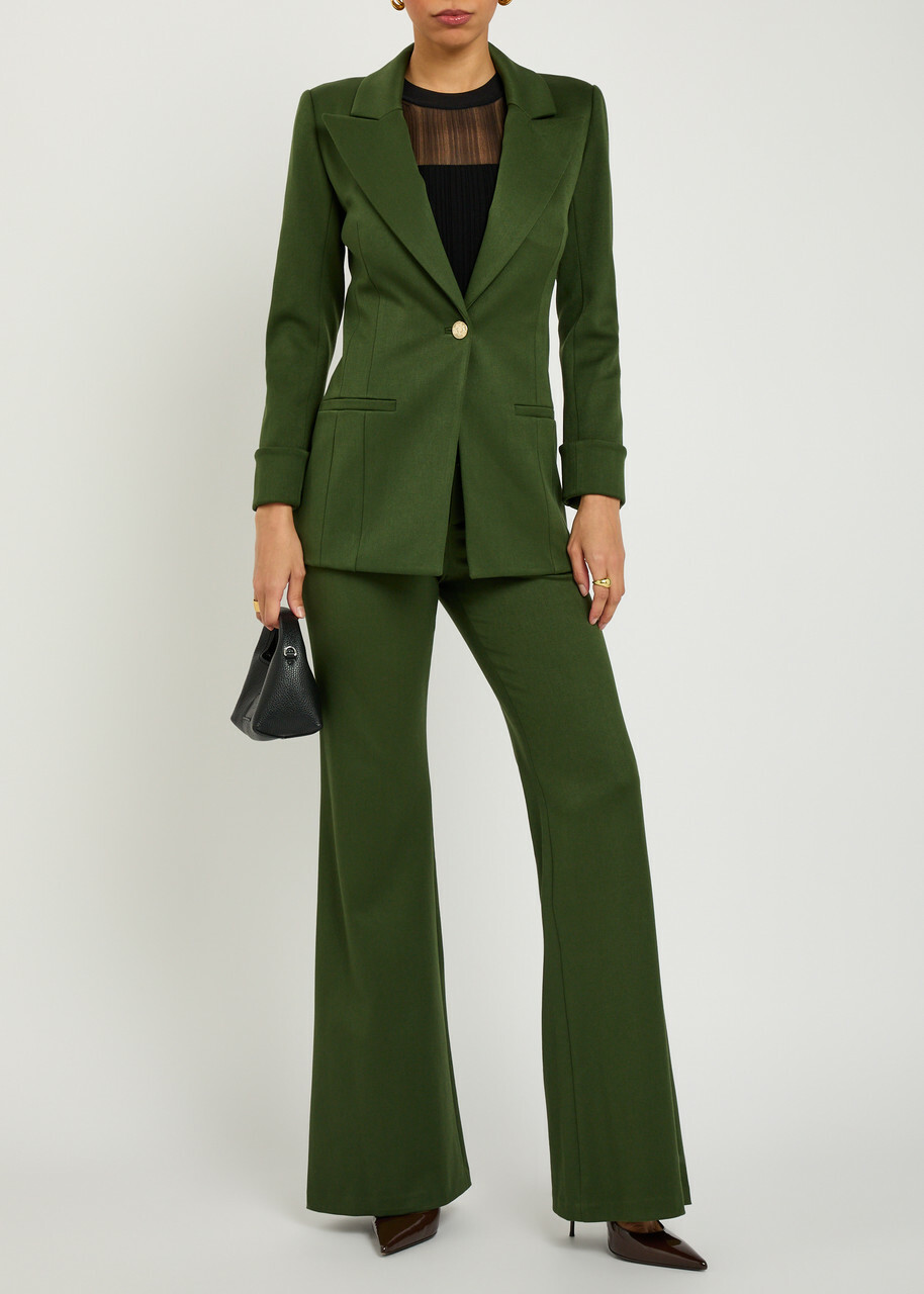 Alice + Olivia Burns Woven Blazer Dark Green