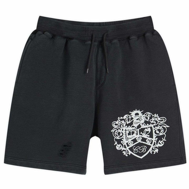 Photo: Cole Buxton Men's Distressed Collegiate Shorts in Vintage Black