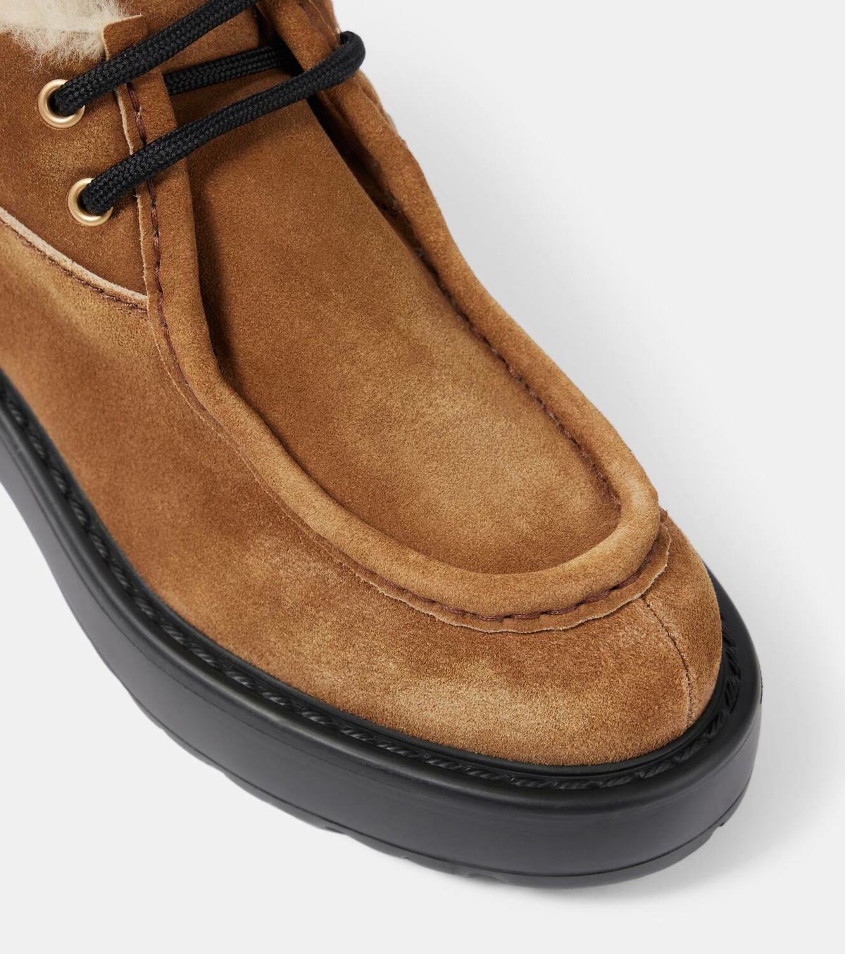 Miu Miu Chunky shearling-trimmed leather flats Miu Miu