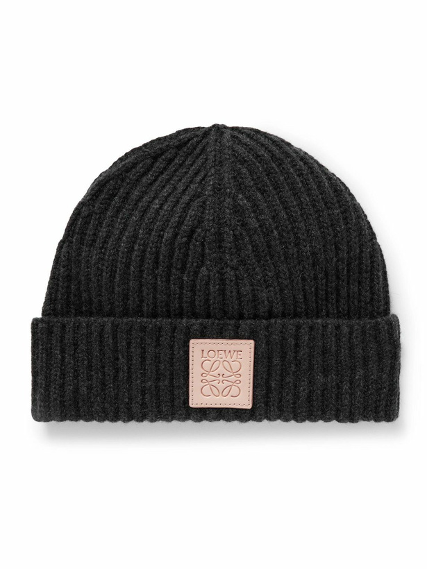 Photo: LOEWE - Logo-Appliquéd Ribbed Cashmere Beanie