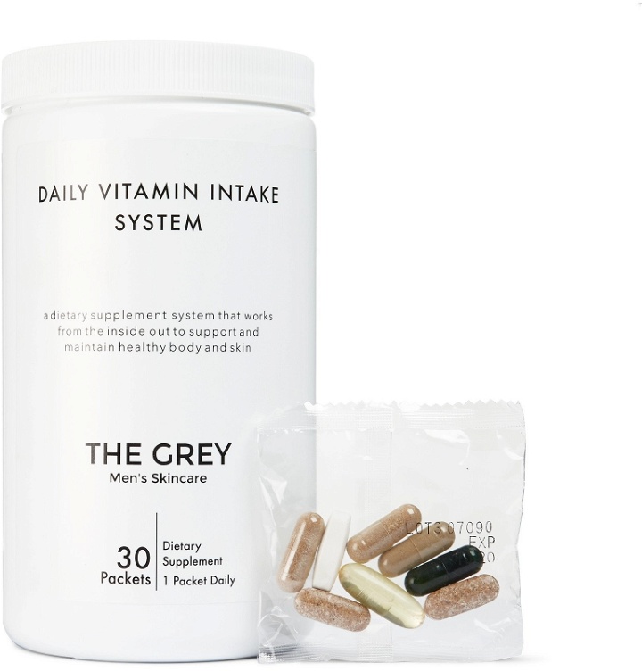 Photo: The Grey Men's Skincare - Daily Vitamin Intake System, 30 Packets - Colorless