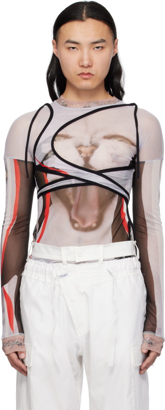 Photo: Ottolinger Multicolor Mesh Deconstructed Longsleeve T-shirt