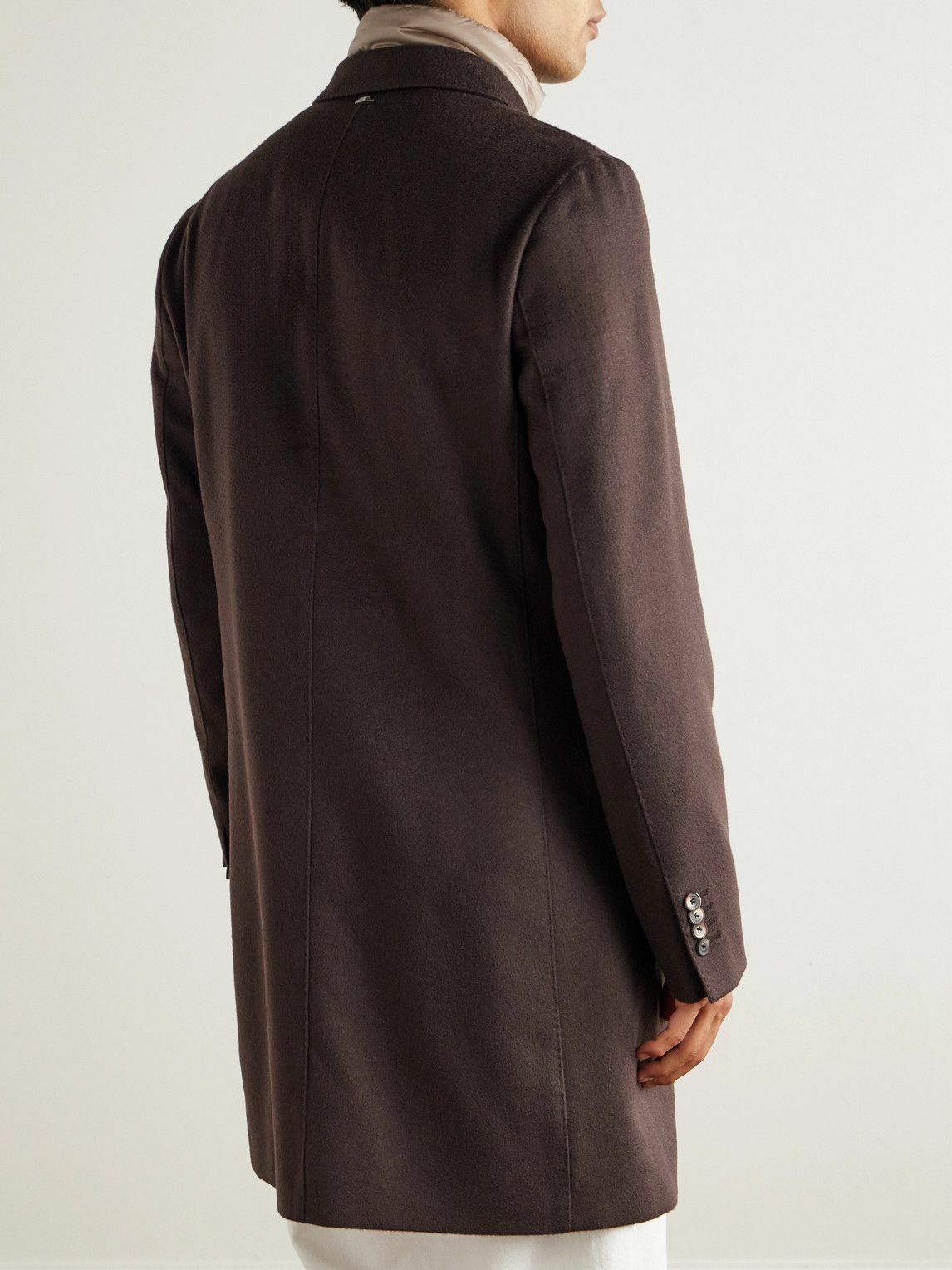 Herno - Quilted Nylon-Trimmed Cashmere Top Coat - Brown
