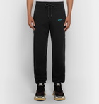 Off-White - Tapered Logo-Print Fleece-Back Cotton-Jersey Sweatpants - Men - Black