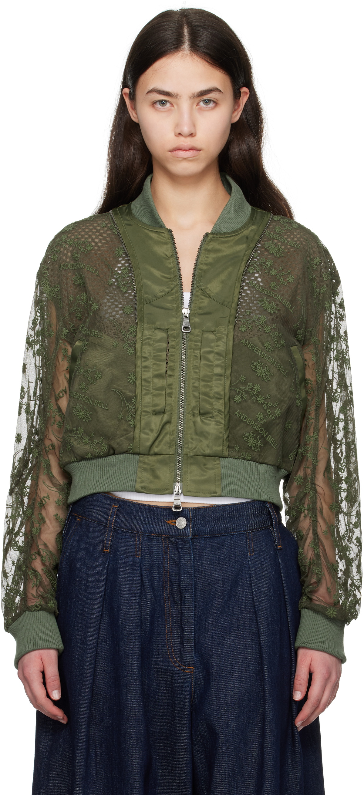 Andersson Bell Green Lilu Faux-Leather Bomber Jacket