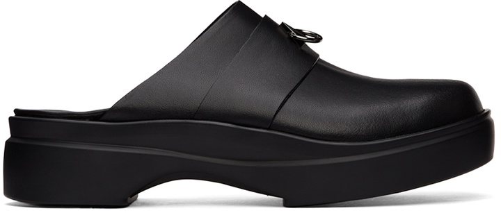 Photo: Solid Homme Black Leather Clog Slippers