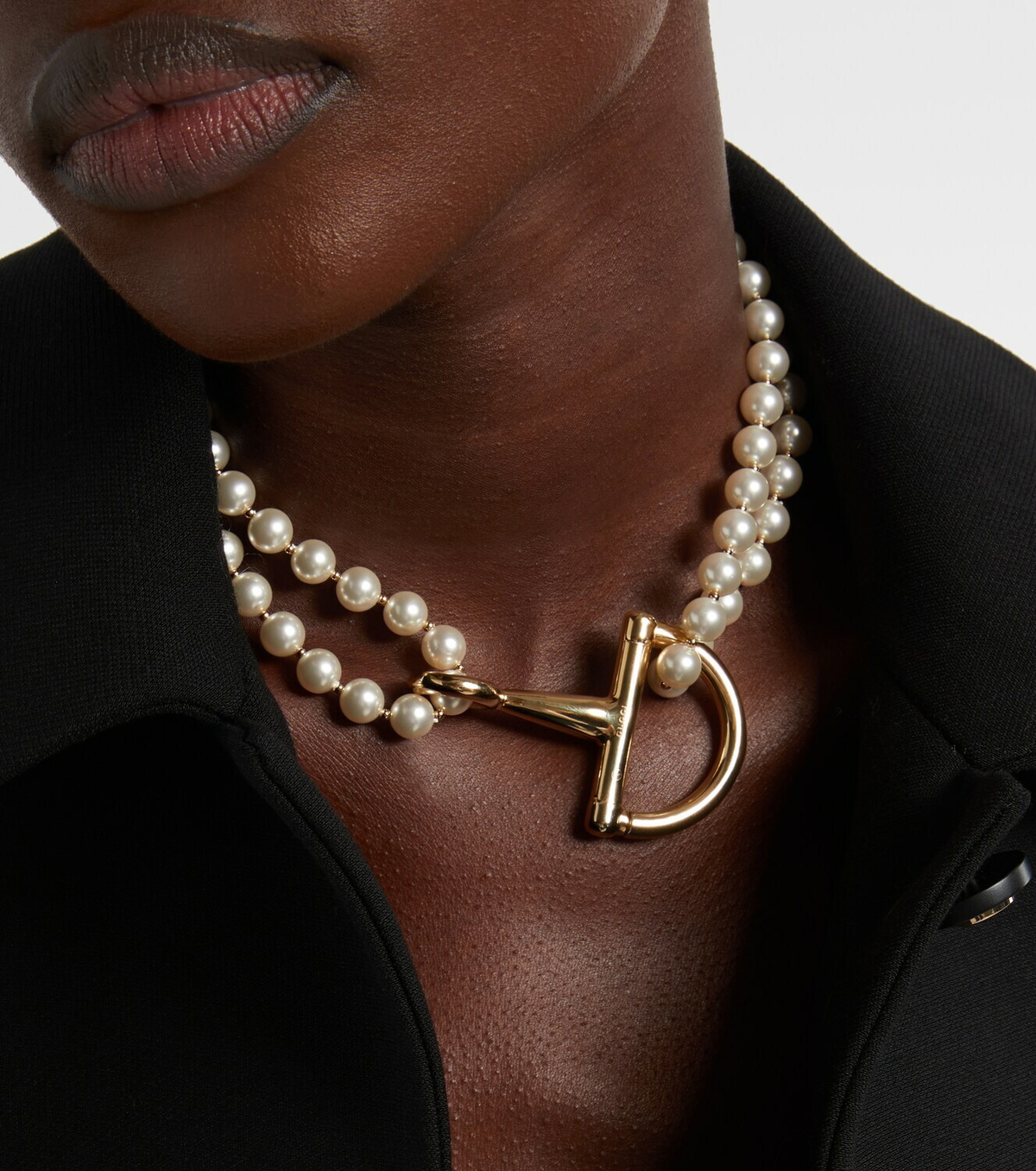 Gucci Half Horsebit faux pearl necklace