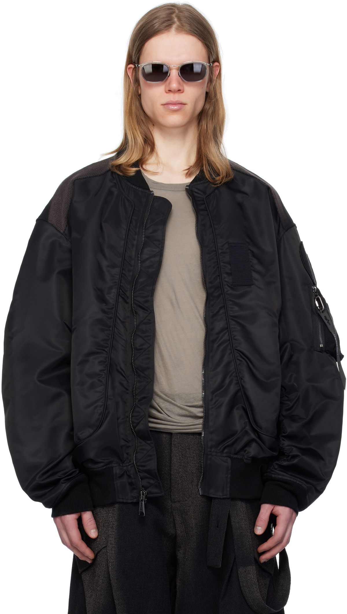 Black Sun-Bleached Flight Bomber Jacket by JiyongKim on Sale